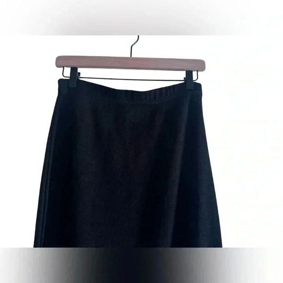 RONI RABL Black Knit Asymmetric Wide Dropped Sides Flared Hem Skirt Womens Small - Picture 7 of 9